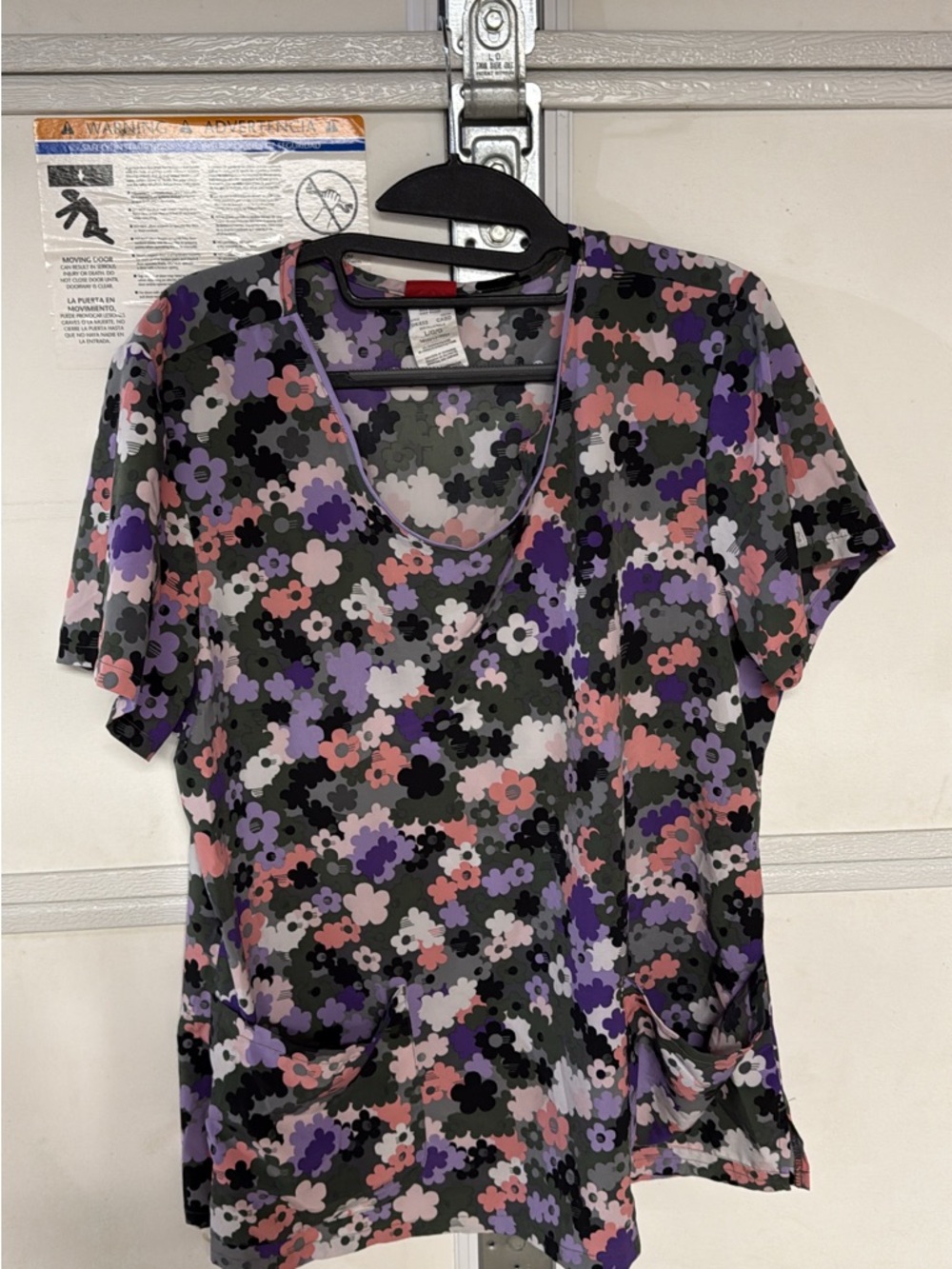 Dickies Women's Short Sleeve Floral Top in Purple, Pink, Black